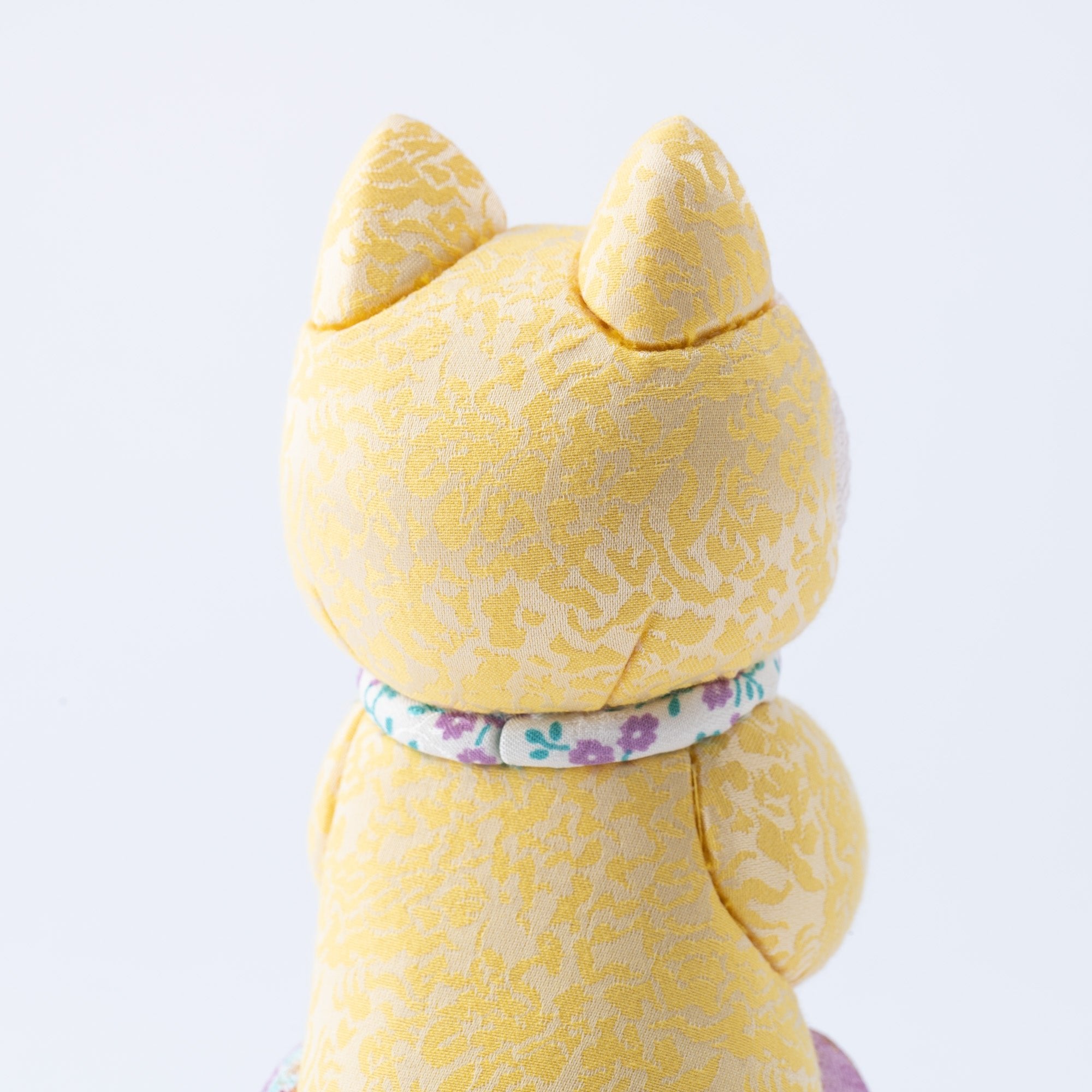 Kakinuma Ningyo Damask Wish Upon a Star Edo Kimekomi Lucky Cat - Yellow - MUSUBI KILN - Quality Japanese Tableware and Gift