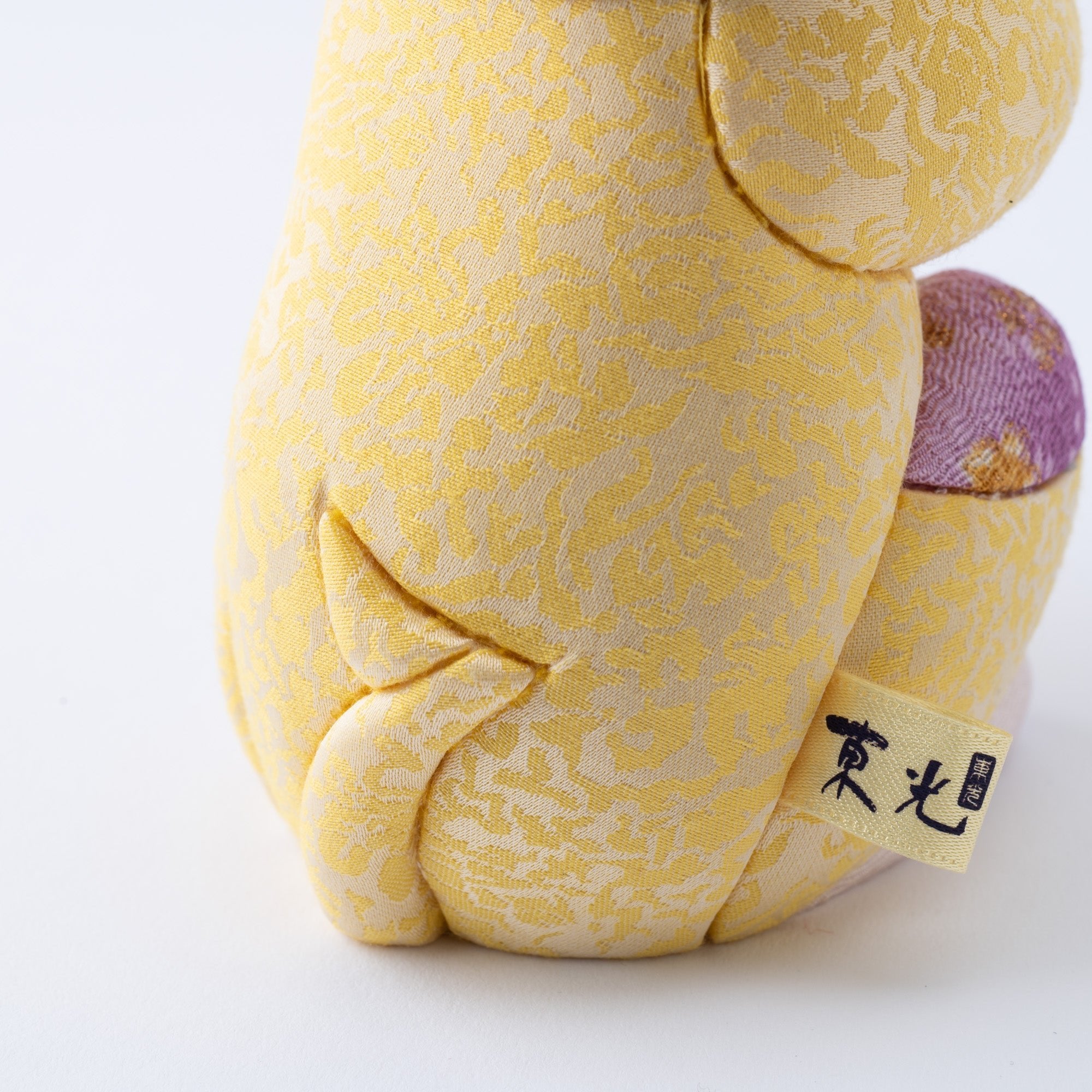 Kakinuma Ningyo Damask Wish Upon a Star Edo Kimekomi Lucky Cat - Yellow - MUSUBI KILN - Quality Japanese Tableware and Gift