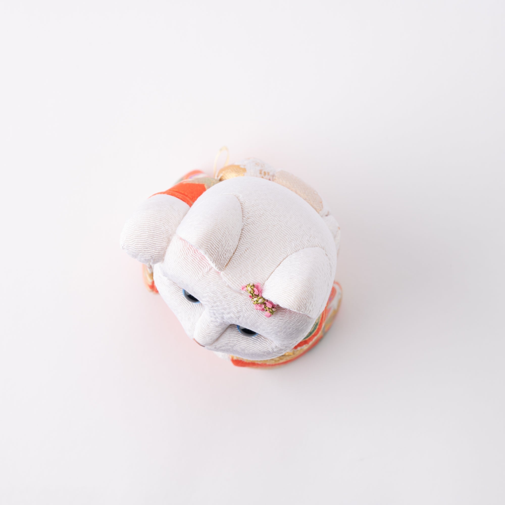 Kakinuma Ningyo Furisode Edo Kimekomi Doll Lucky Cat - Orange - MUSUBI KILN - Quality Japanese Tableware and Gift