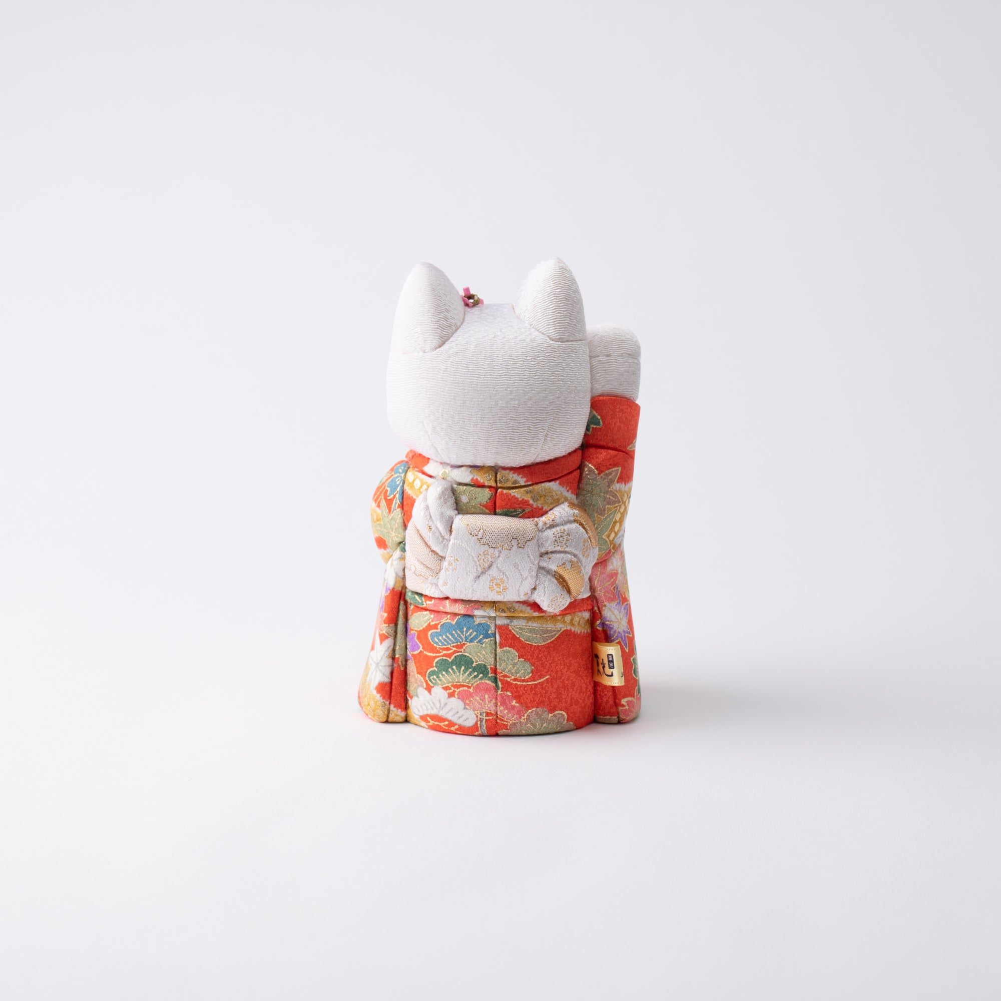 Kakinuma Ningyo Furisode Edo Kimekomi Doll Lucky Cat - Orange - MUSUBI KILN - Quality Japanese Tableware and Gift