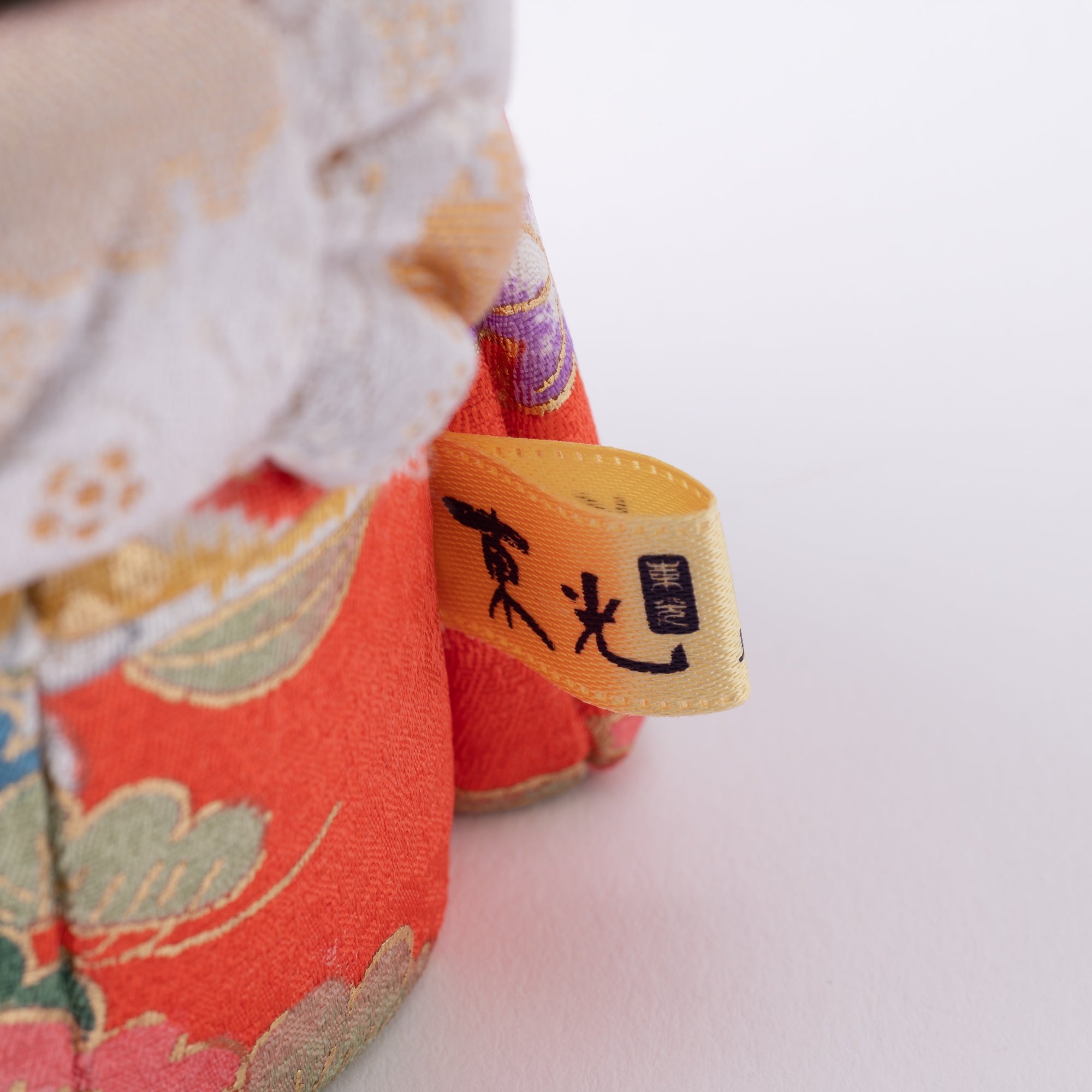 Kakinuma Ningyo Furisode Edo Kimekomi Doll Lucky Cat - Orange - MUSUBI KILN - Quality Japanese Tableware and Gift