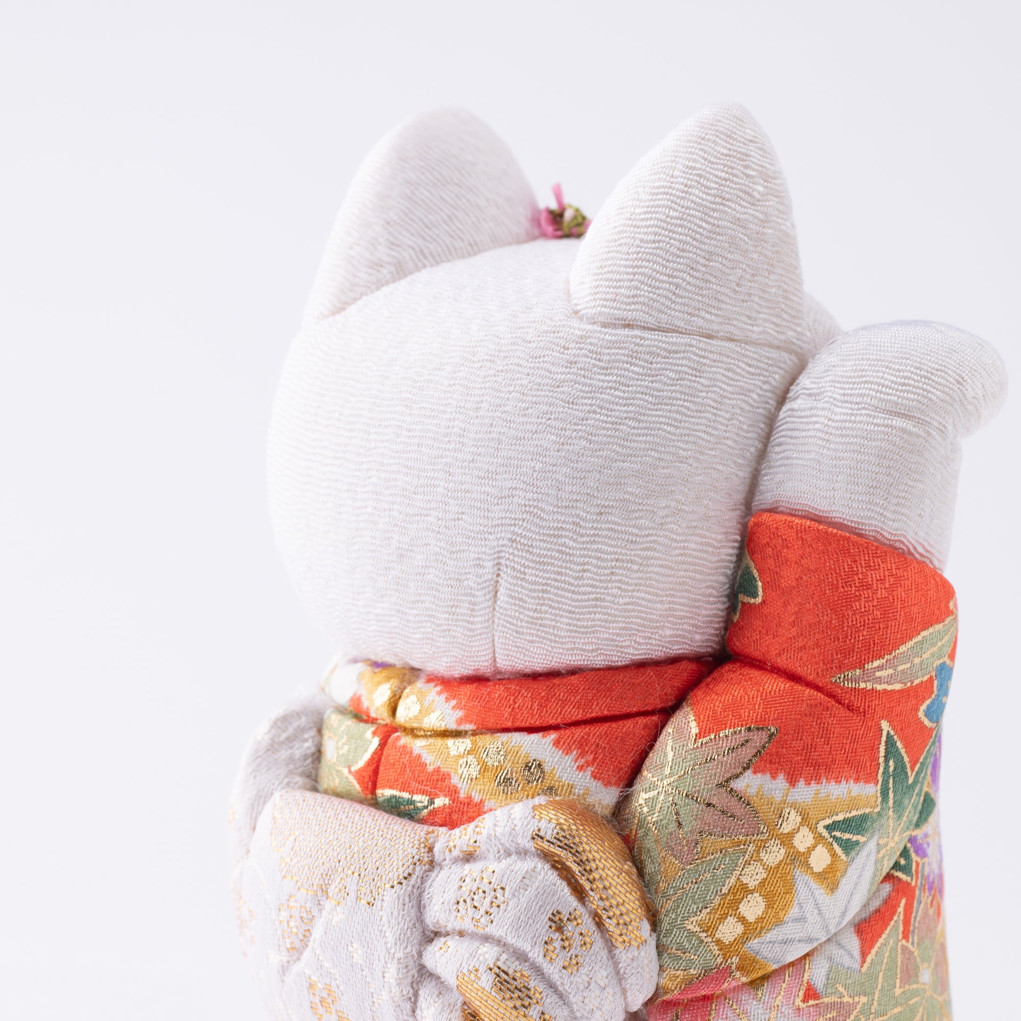 Kakinuma Ningyo Furisode Edo Kimekomi Doll Lucky Cat - Orange - MUSUBI KILN - Quality Japanese Tableware and Gift