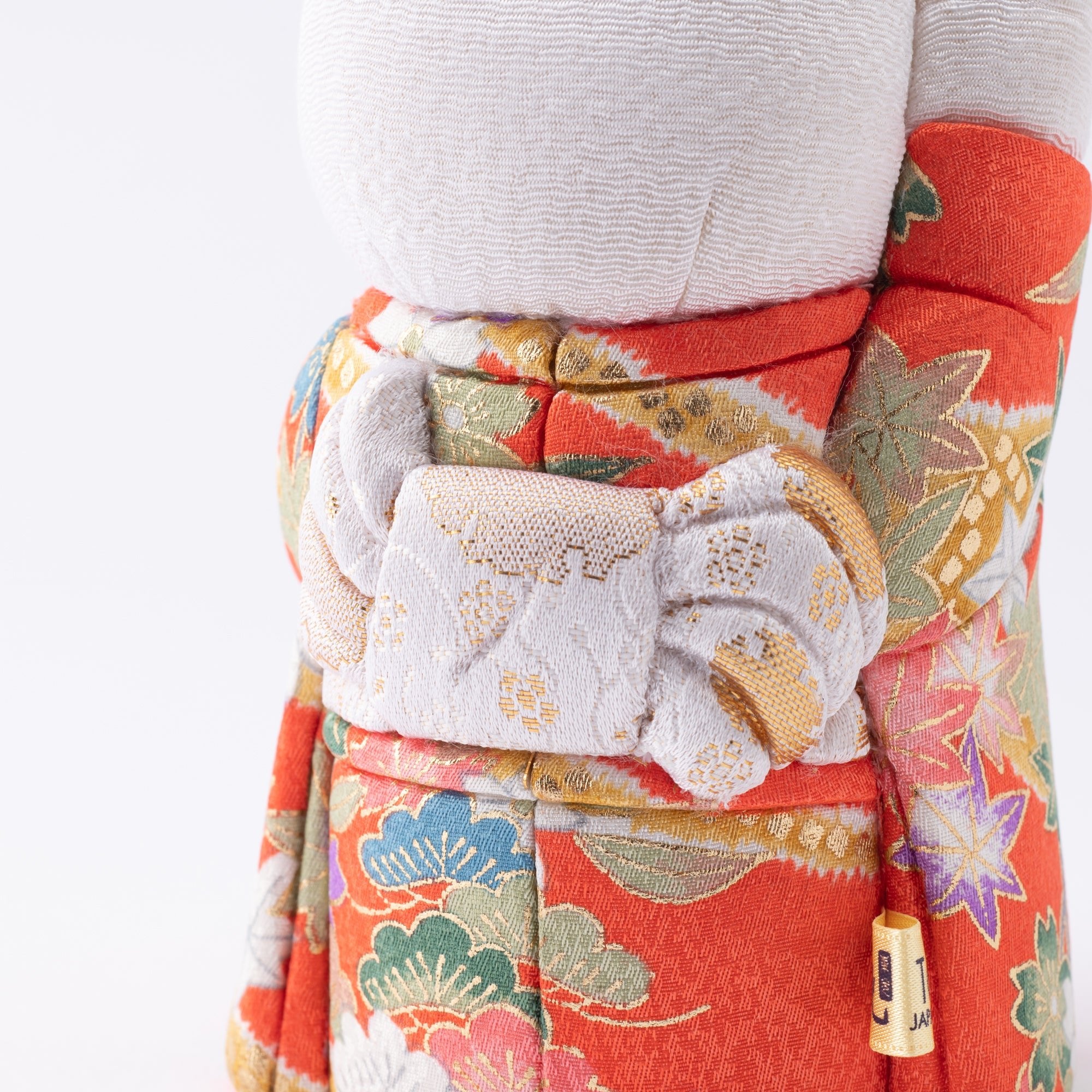 Kakinuma Ningyo Furisode Edo Kimekomi Doll Lucky Cat - Orange - MUSUBI KILN - Quality Japanese Tableware and Gift