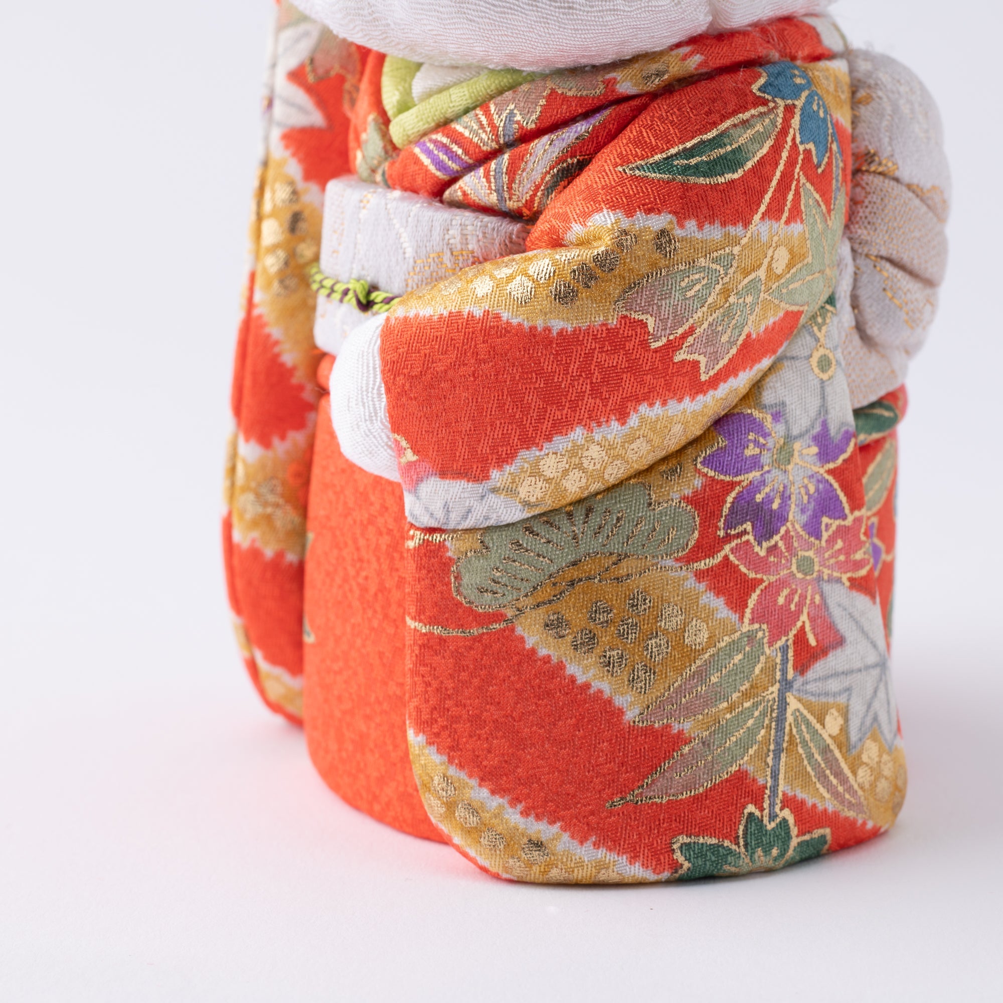 Kakinuma Ningyo Furisode Edo Kimekomi Doll Lucky Cat - Orange - MUSUBI KILN - Quality Japanese Tableware and Gift