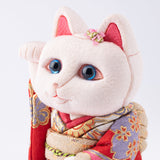 Kakinuma Ningyo Furisode Edo Kimekomi Doll Lucky Cat - Red - MUSUBI KILN - Quality Japanese Tableware and Gift