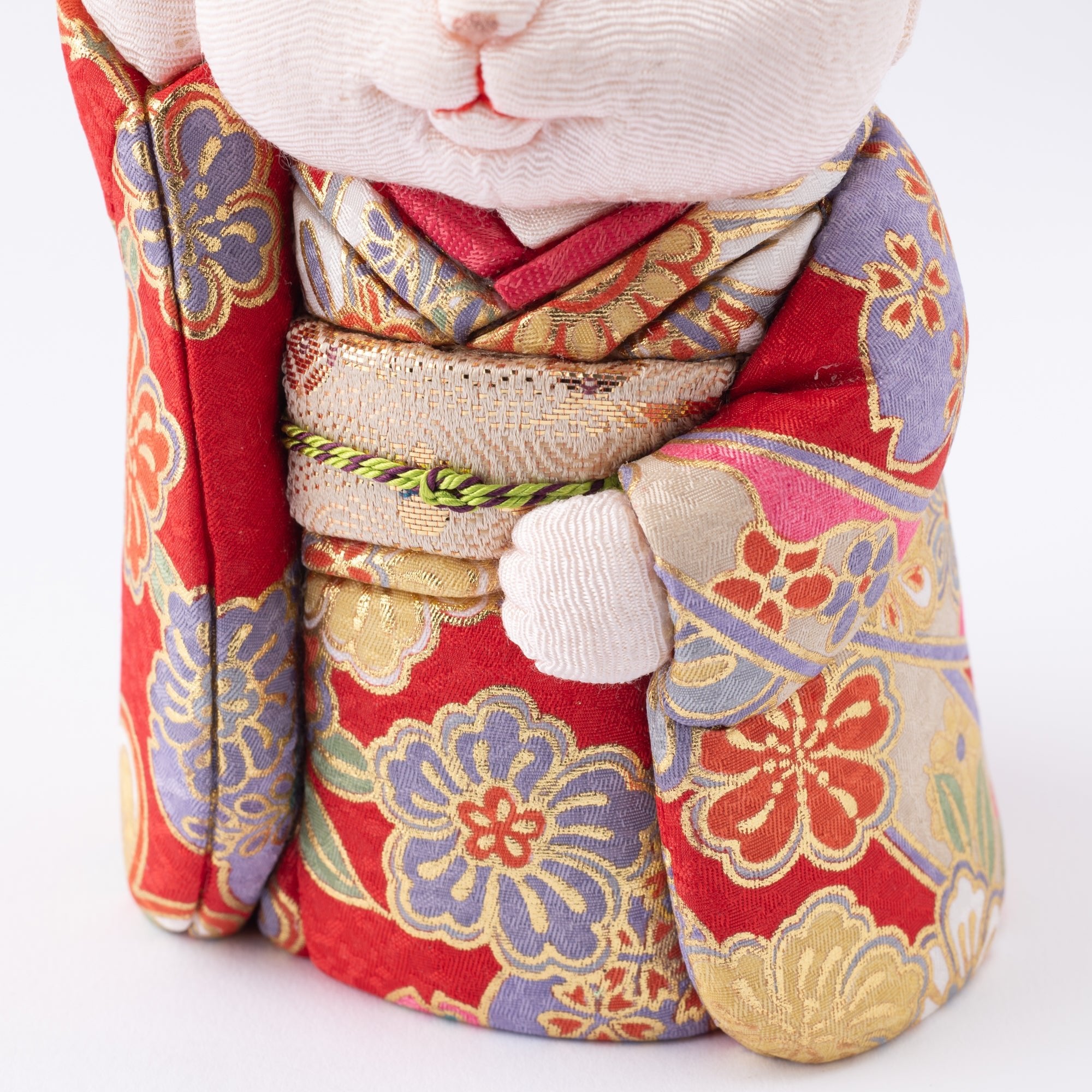 Kakinuma Ningyo Furisode Edo Kimekomi Doll Lucky Cat - Red - MUSUBI KILN - Quality Japanese Tableware and Gift