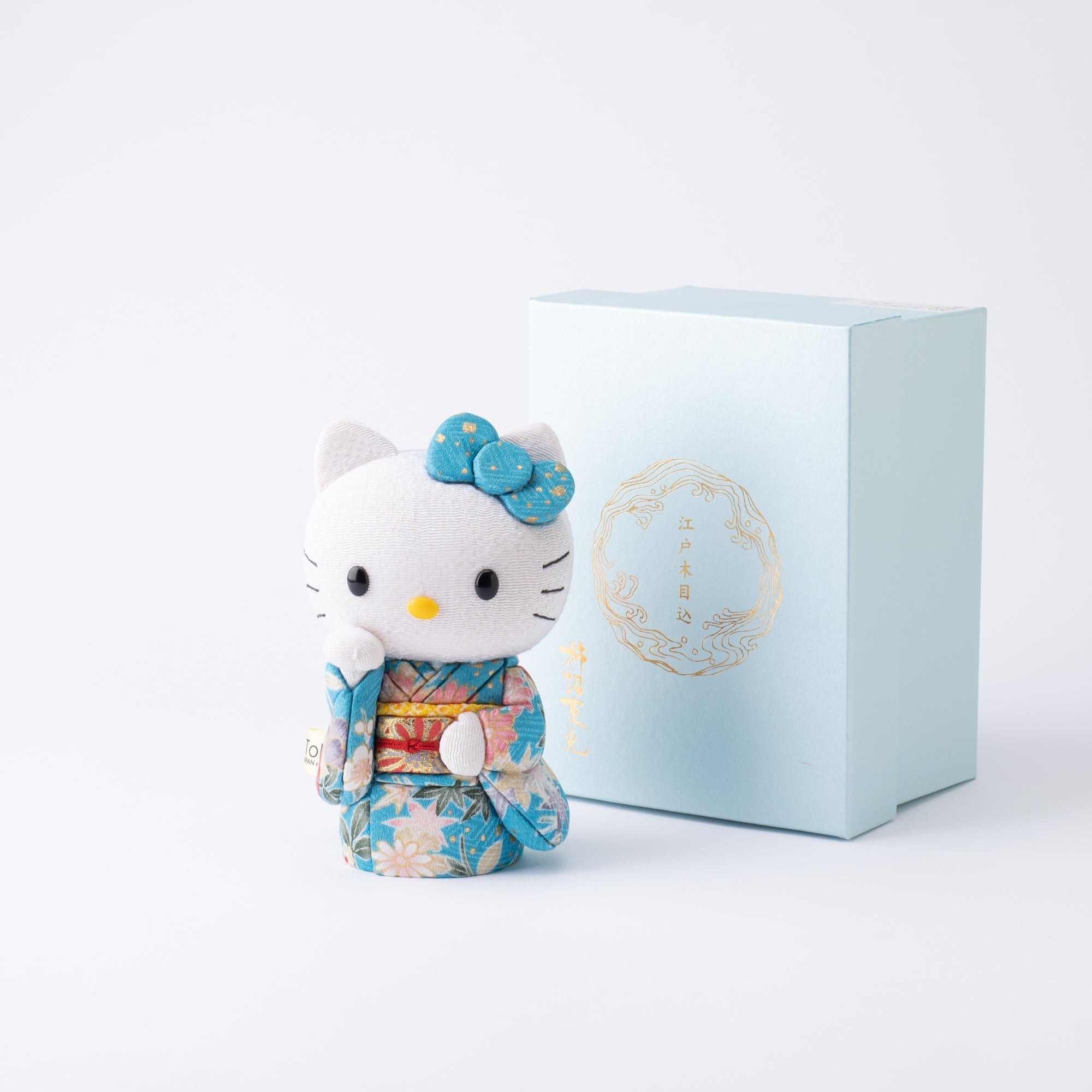 Kakinuma Ningyo Hello Kitty Edo Kimekomi Doll Lucky Cat - Blue - MUSUBI KILN - Quality Japanese Tableware and Gift