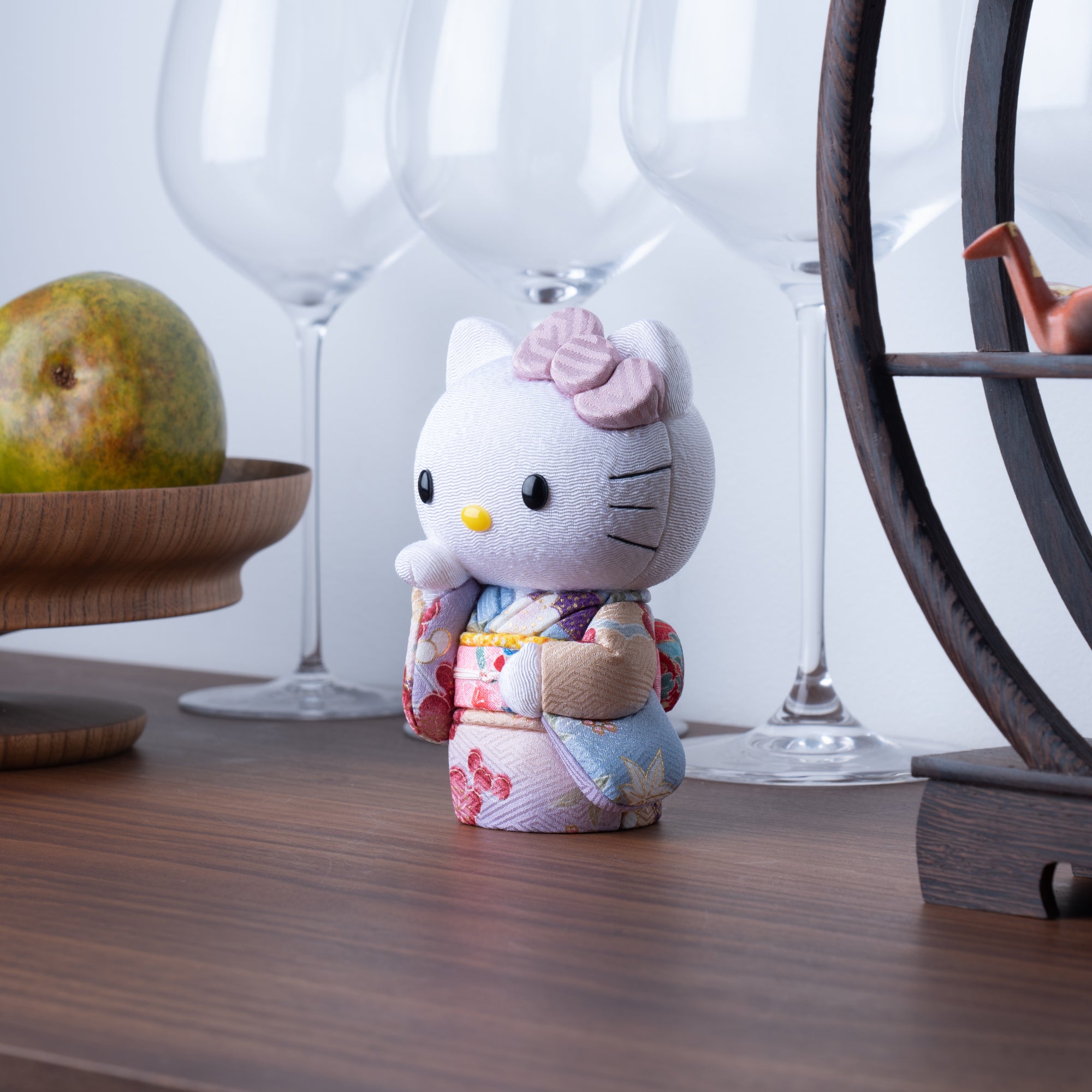 Kakinuma Ningyo Hello Kitty Edo Kimekomi Doll Lucky Cat - Pale Pink - MUSUBI KILN - Quality Japanese Tableware and Gift