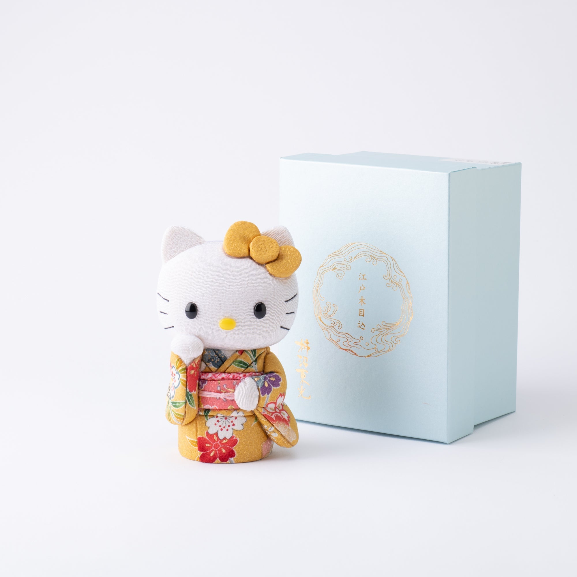 Kakinuma Ningyo Hello Kitty Edo Kimekomi Doll Lucky Cat - Yellow - MUSUBI KILN - Quality Japanese Tableware and Gift