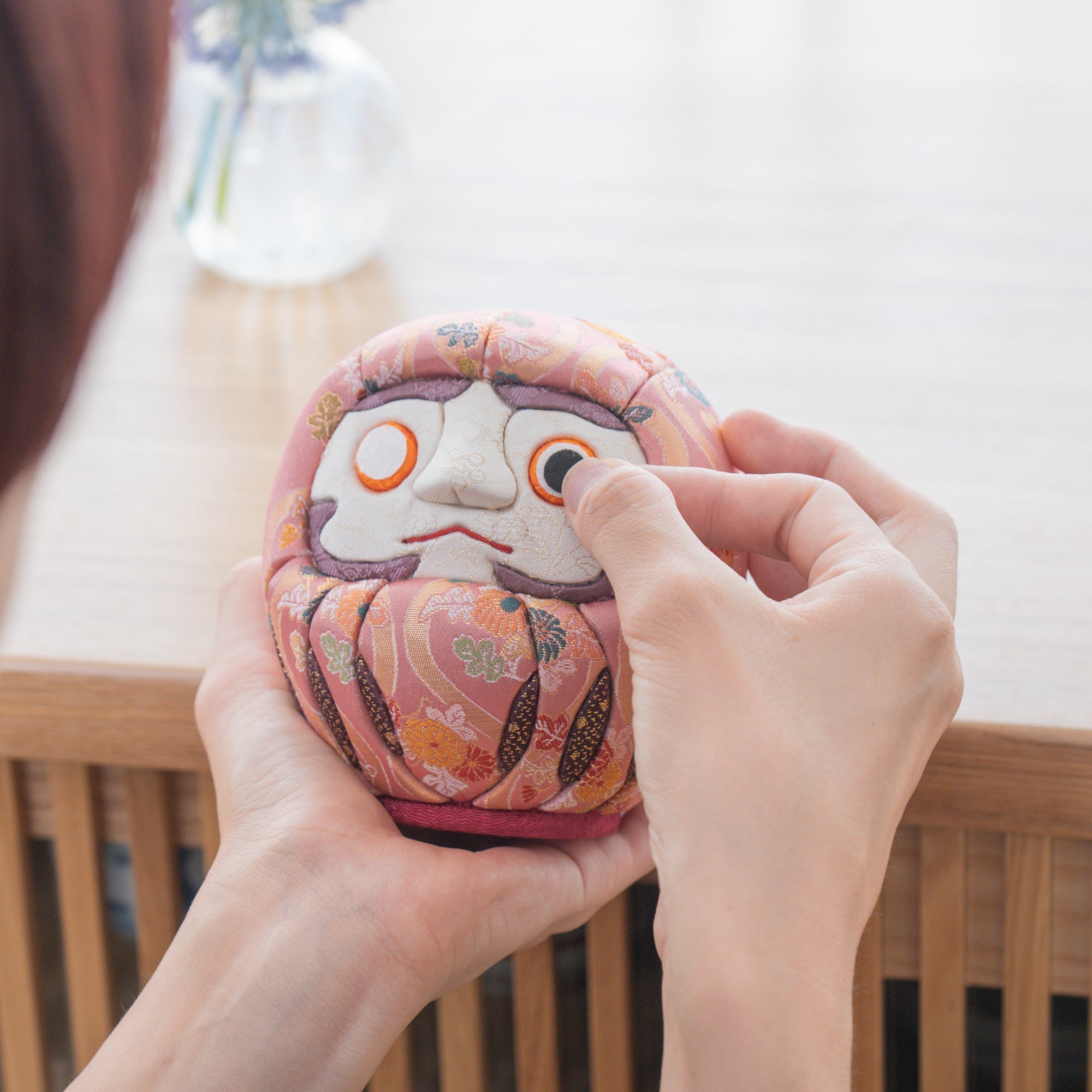 Kakinuma Ningyo Pink Edo Kimekomi Doll Daruma - MUSUBI KILN - Quality Japanese Tableware and Gift