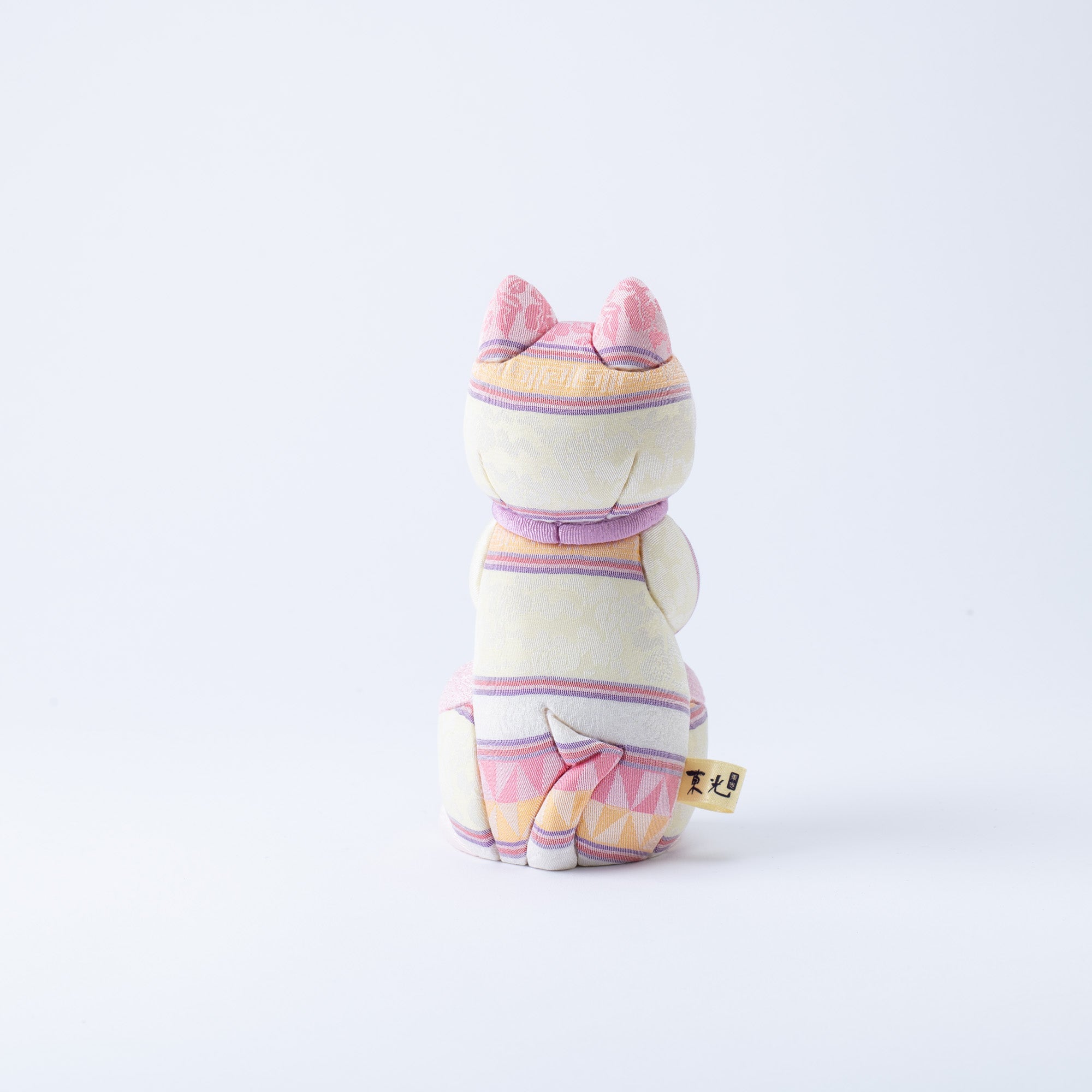 Kakinuma Ningyo Striped Wish Upon a Star Edo Kimekomi Doll Lucky Cat - Pink - MUSUBI KILN - Quality Japanese Tableware and Gift