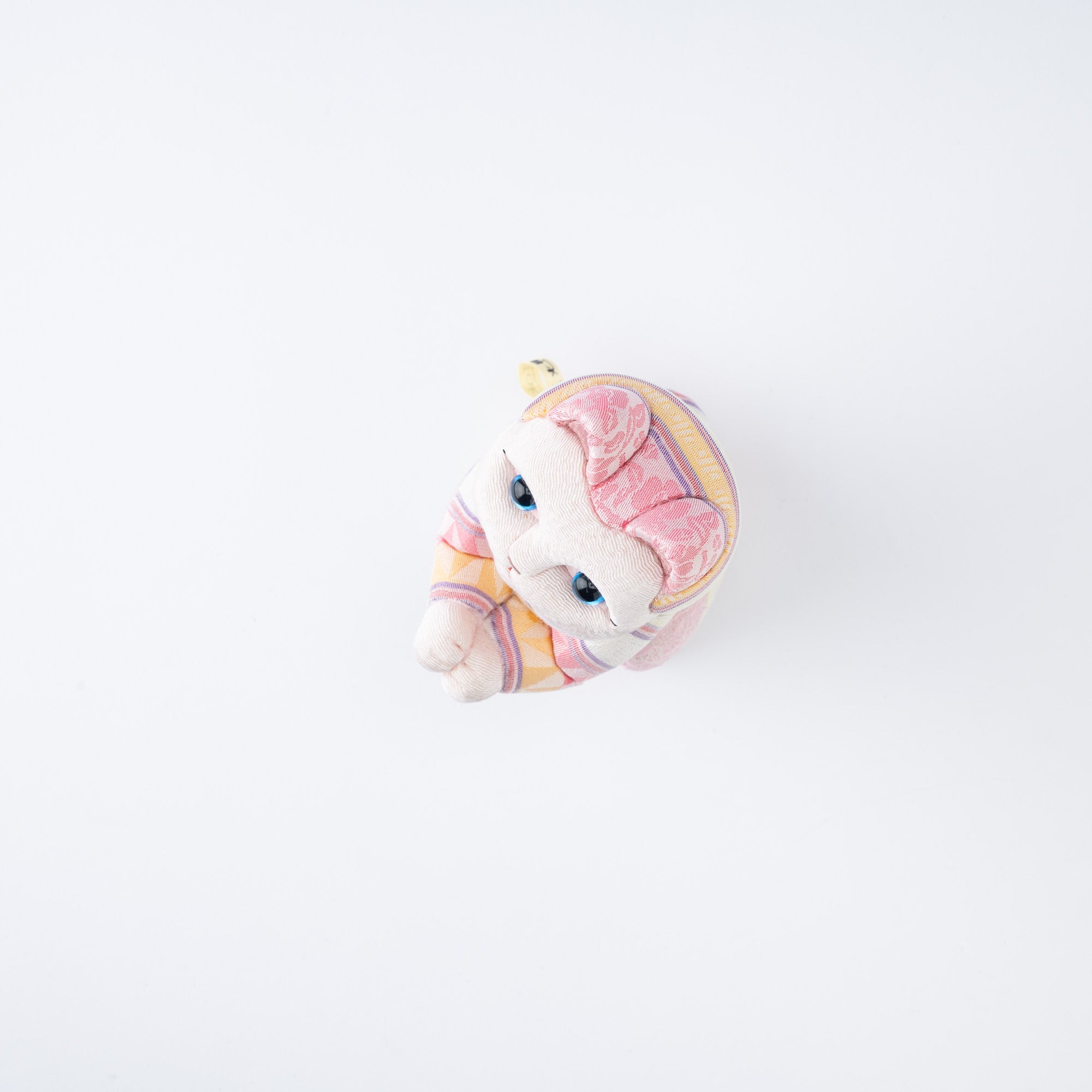 Kakinuma Ningyo Striped Wish Upon a Star Edo Kimekomi Doll Lucky Cat - Pink - MUSUBI KILN - Quality Japanese Tableware and Gift