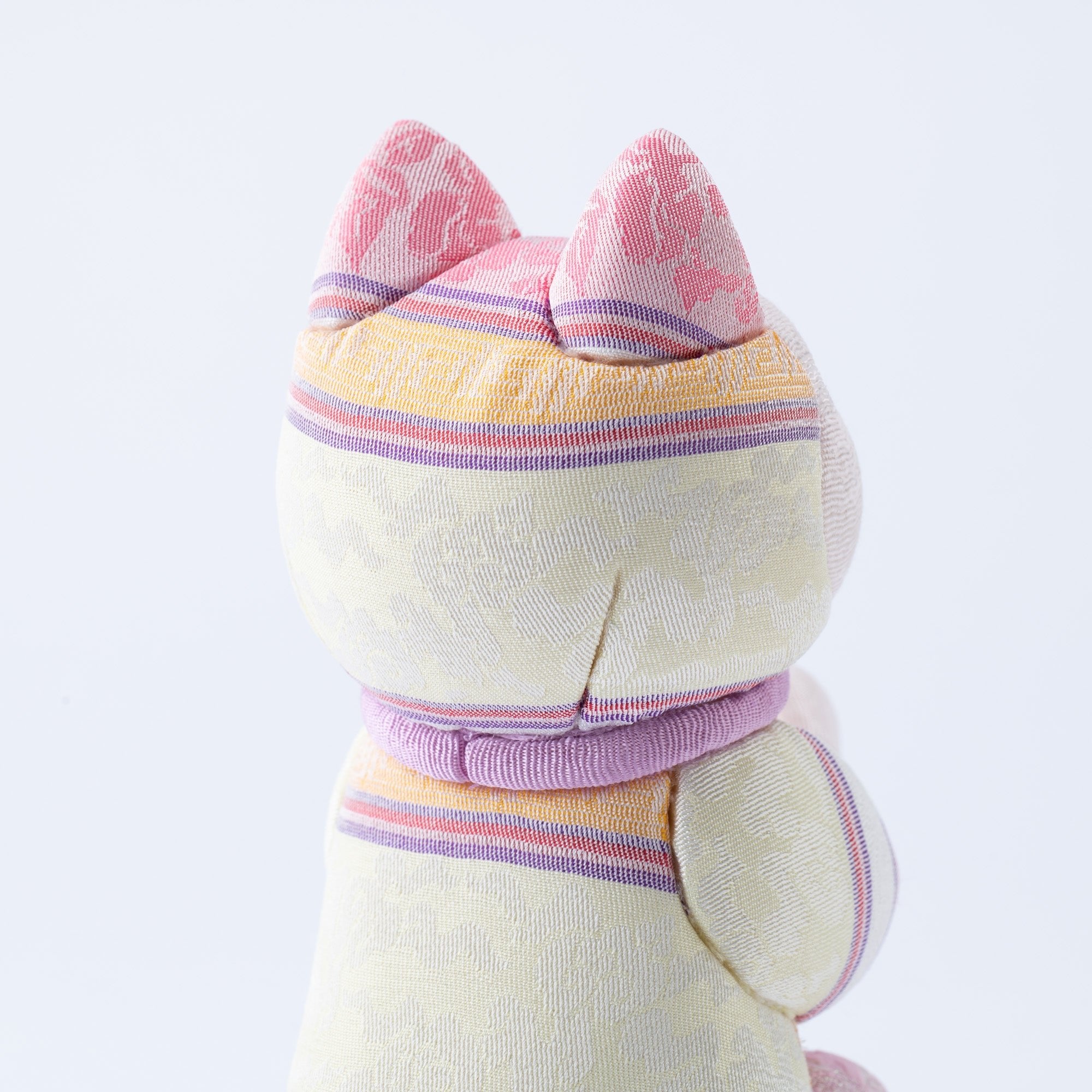 Kakinuma Ningyo Striped Wish Upon a Star Edo Kimekomi Doll Lucky Cat - Pink - MUSUBI KILN - Quality Japanese Tableware and Gift