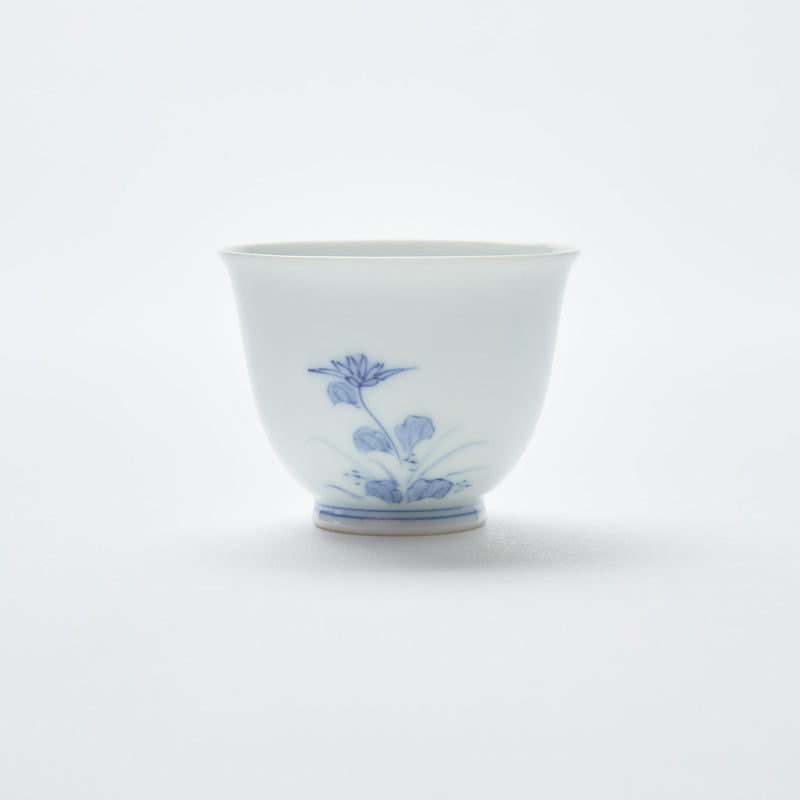 Kakusho Kiln Chrysanthemum and Bush Clover Mikawachi Ware Japanese Teacup - MUSUBI KILN - Quality Japanese Tableware and Gift