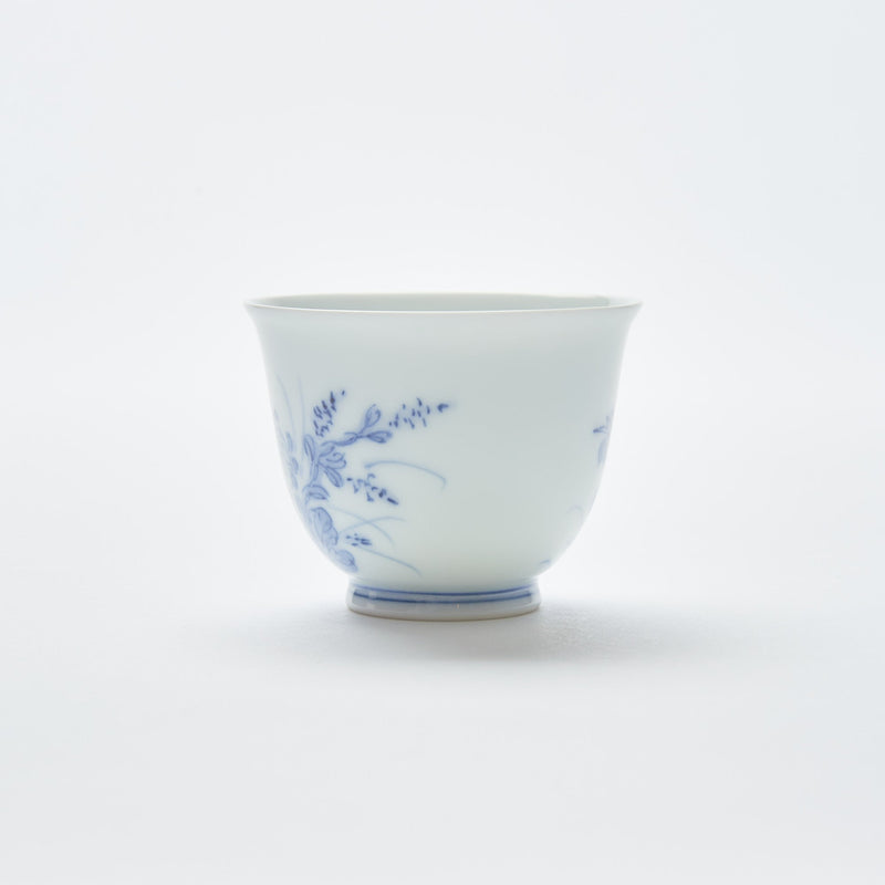 Kakusho Kiln Chrysanthemum and Bush Clover Mikawachi Ware Japanese Teacup - MUSUBI KILN - Quality Japanese Tableware and Gift