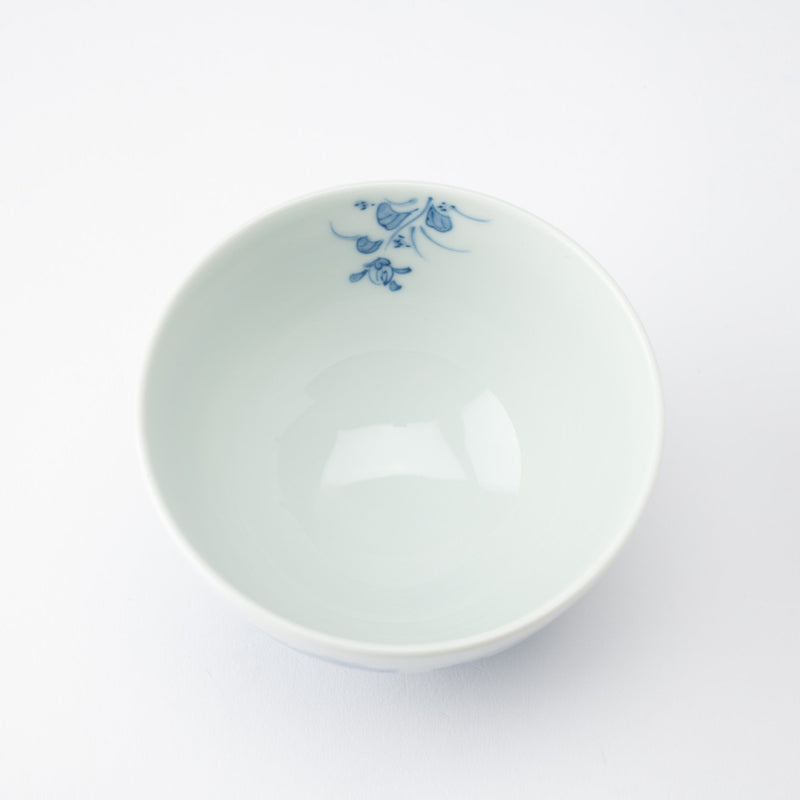 Kakusho Kiln Chrysanthemum and Bush Clover Mikawachi Ware Rice Bowl - MUSUBI KILN - Quality Japanese Tableware and Gift