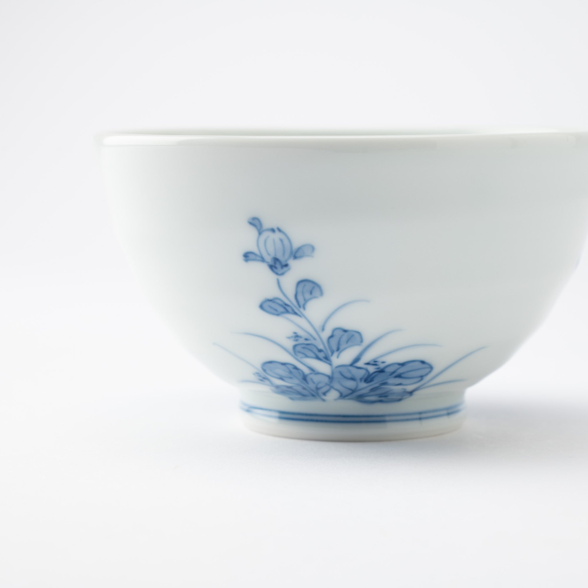 Kakusho Kiln Chrysanthemum and Bush Clover Mikawachi Ware Rice Bowl - MUSUBI KILN - Quality Japanese Tableware and Gift