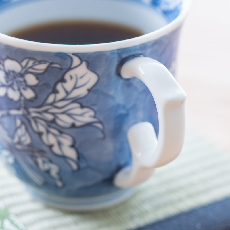 Kakusho Kiln Flower and Bird Mikawachi Ware Mug Cup - MUSUBI KILN - Quality Japanese Tableware and Gift