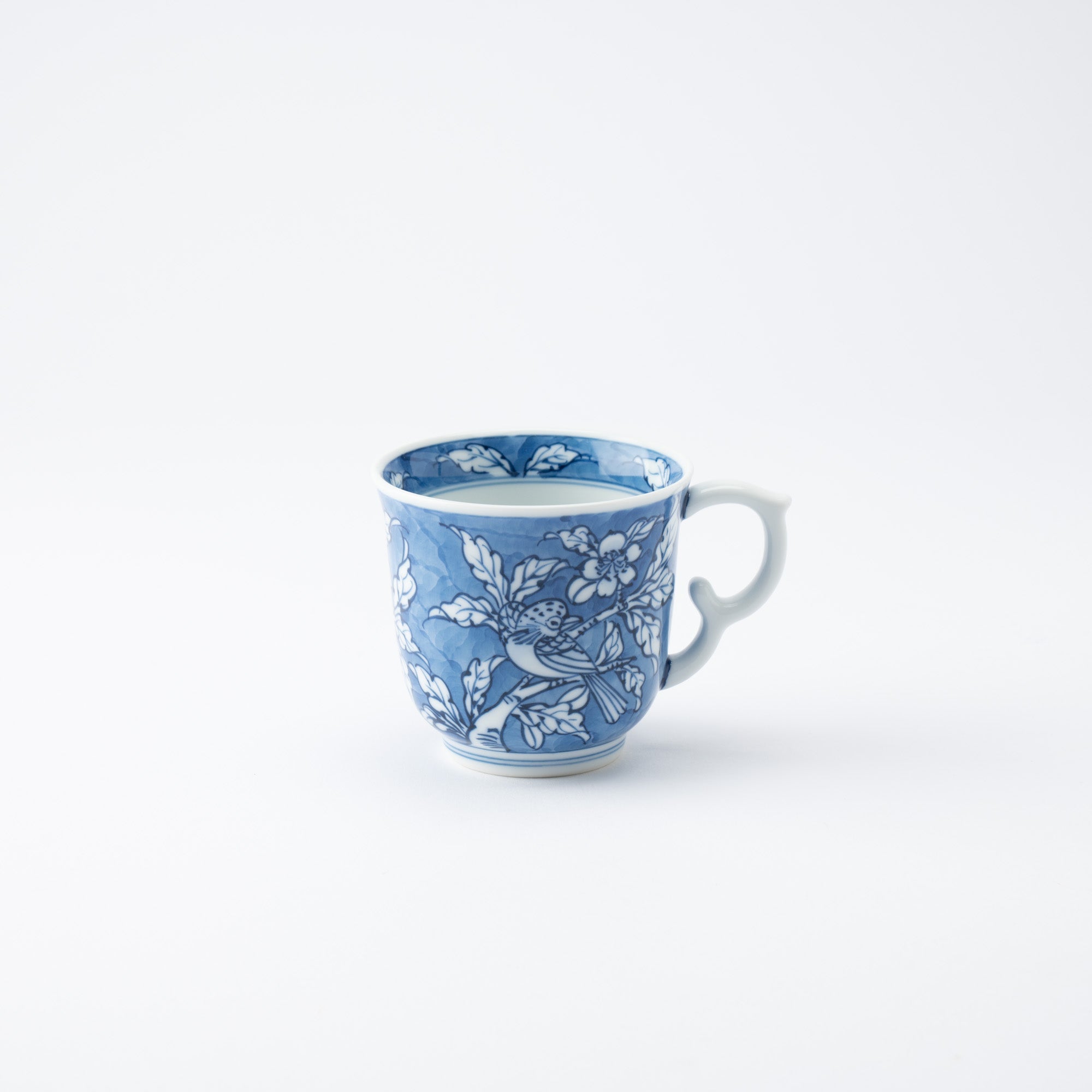 Kakusho Kiln Flower and Bird Mikawachi Ware Mug Cup - MUSUBI KILN - Quality Japanese Tableware and Gift