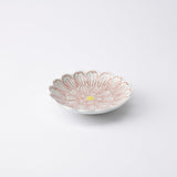 Keizan Kiln Red Peony Arita Chrysanthemum - Shaped Sauce Plate - MUSUBI KILN - Quality Japanese Tableware and Gift