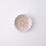 Keizan Kiln Red Peony Arita Chrysanthemum - Shaped Sauce Plate - MUSUBI KILN - Quality Japanese Tableware and Gift