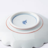 Keizan Kiln Red Peony Arita Chrysanthemum - Shaped Sauce Plate - MUSUBI KILN - Quality Japanese Tableware and Gift