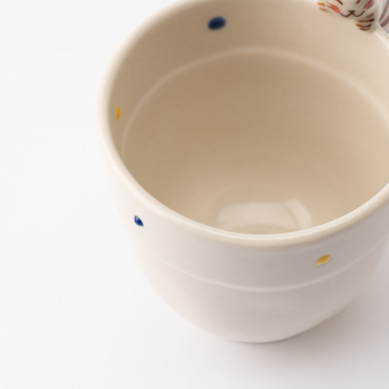 Kikusho Kiln Blue Dot Cat Hasami Children's Cup - MUSUBI KILN - Quality Japanese Tableware and Gift