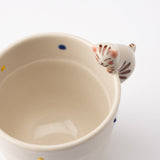 Kikusho Kiln Blue Dot Cat Hasami Children's Cup - MUSUBI KILN - Quality Japanese Tableware and Gift