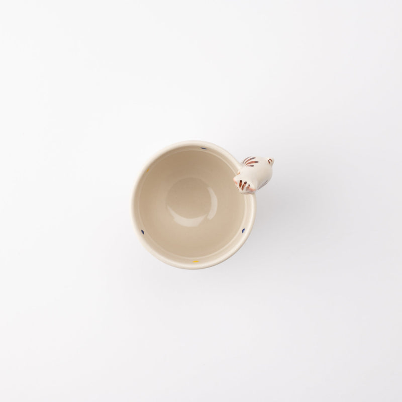 Kikusho Kiln Blue Dot Cat Hasami Children's Cup - MUSUBI KILN - Quality Japanese Tableware and Gift