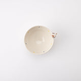 Kikusho Kiln Blue Dot Cat Hasami Japanese Rice Bowl - MUSUBI KILN - Quality Japanese Tableware and Gift