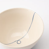 Kikusho Kiln Blue Yarn Cat Hasami Japanese Rice Bowl - MUSUBI KILN - Quality Japanese Tableware and Gift