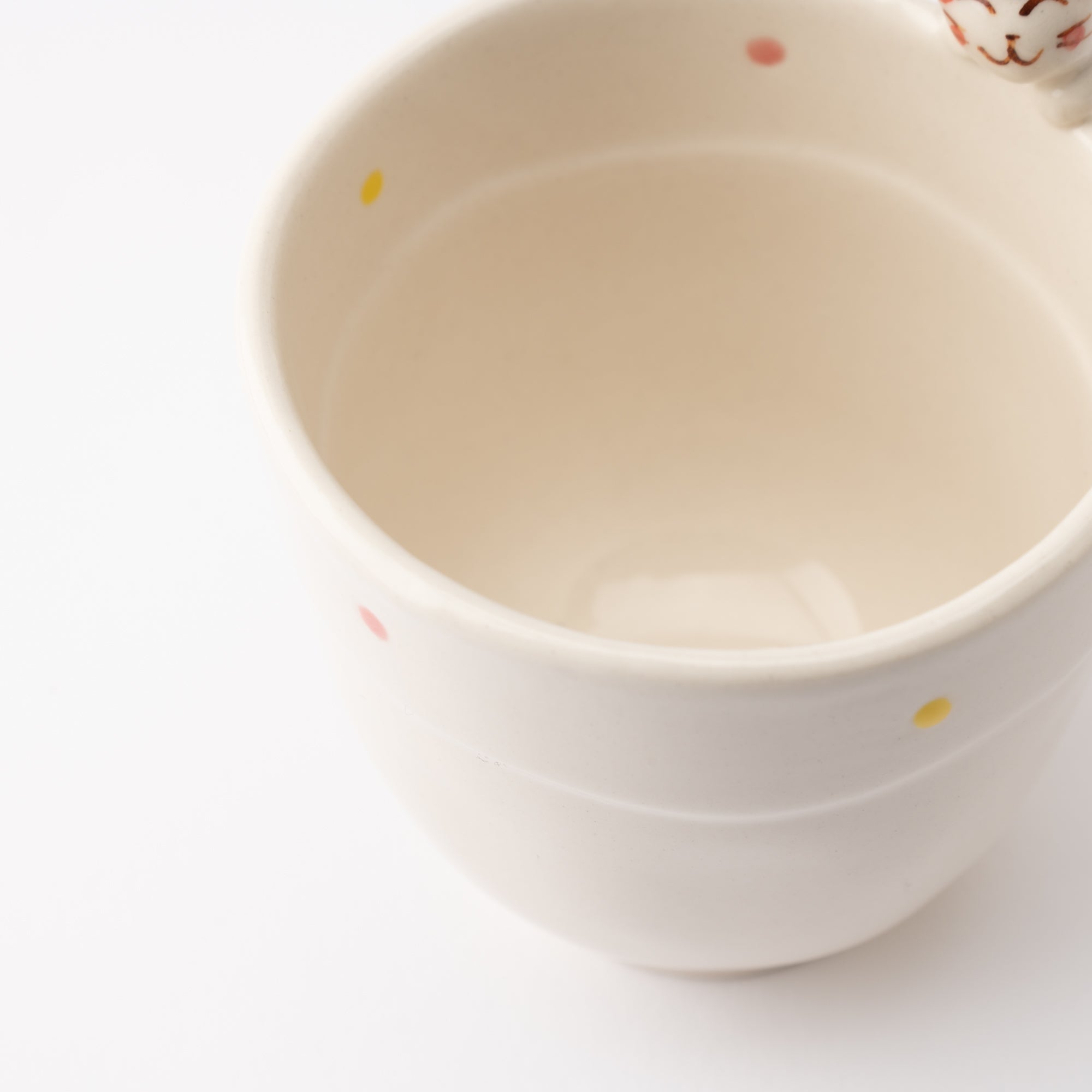 Kikusho Kiln Red Dot Cat Hasami Children's Cup - MUSUBI KILN - Quality Japanese Tableware and Gift