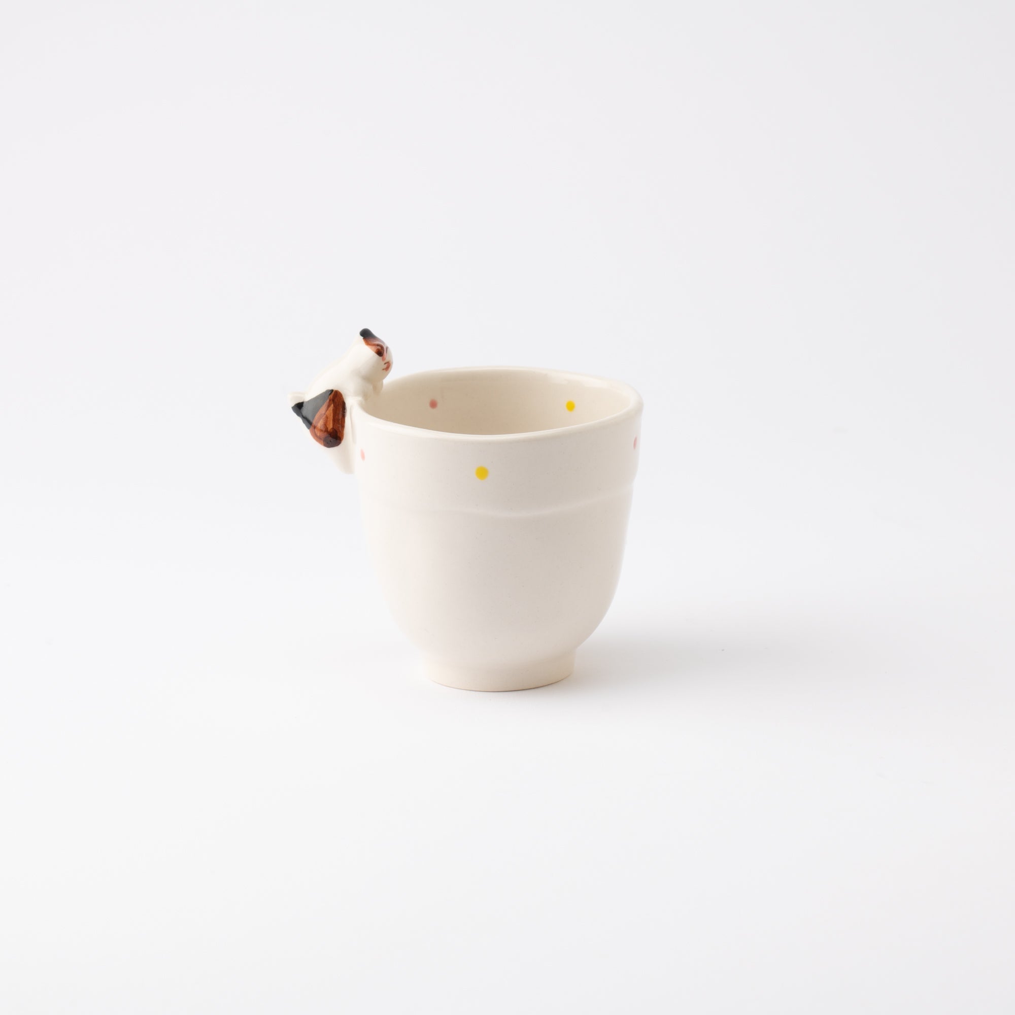 Kikusho Kiln Red Dot Cat Hasami Children's Cup - MUSUBI KILN - Quality Japanese Tableware and Gift