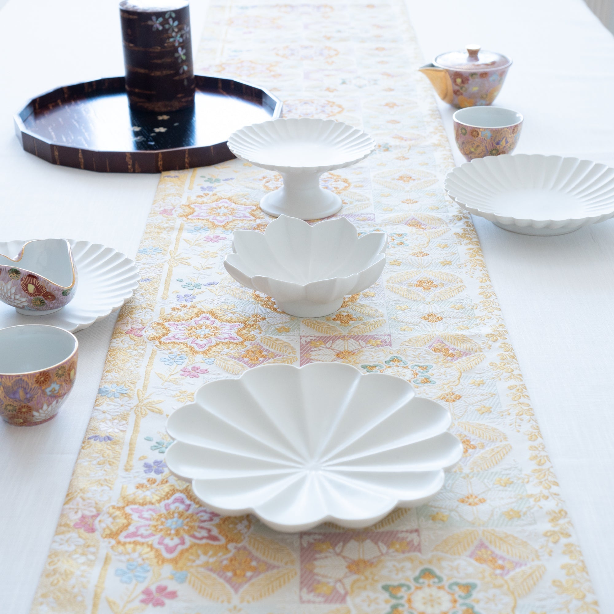 Kikyoya Yukiwa Nishijin Ori Long Table Runner - MUSUBI KILN - Quality Japanese Tableware and Gift