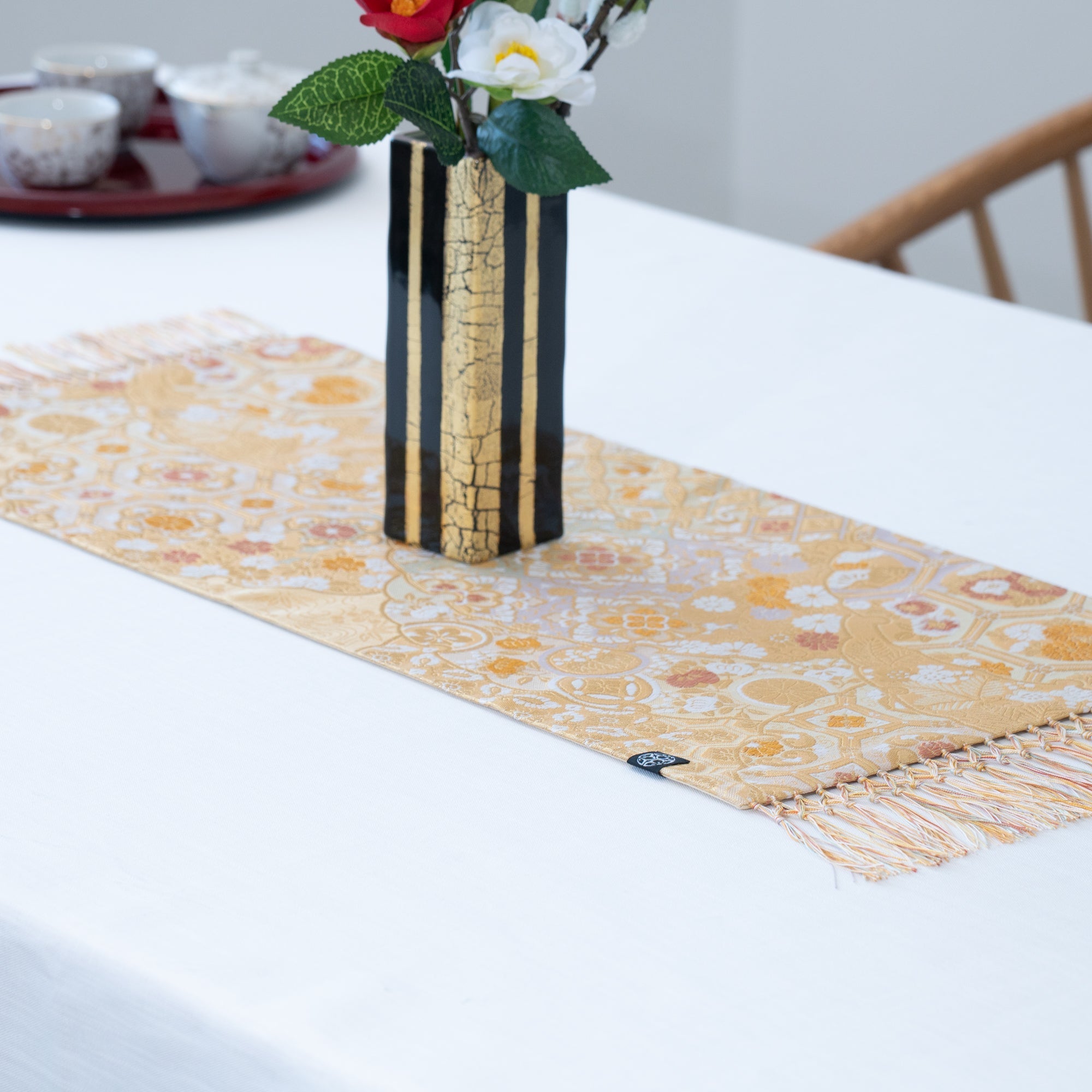 Kikyoya Yukiwa Nishijin Ori Short Table Runner - MUSUBI KILN - Quality Japanese Tableware and Gift