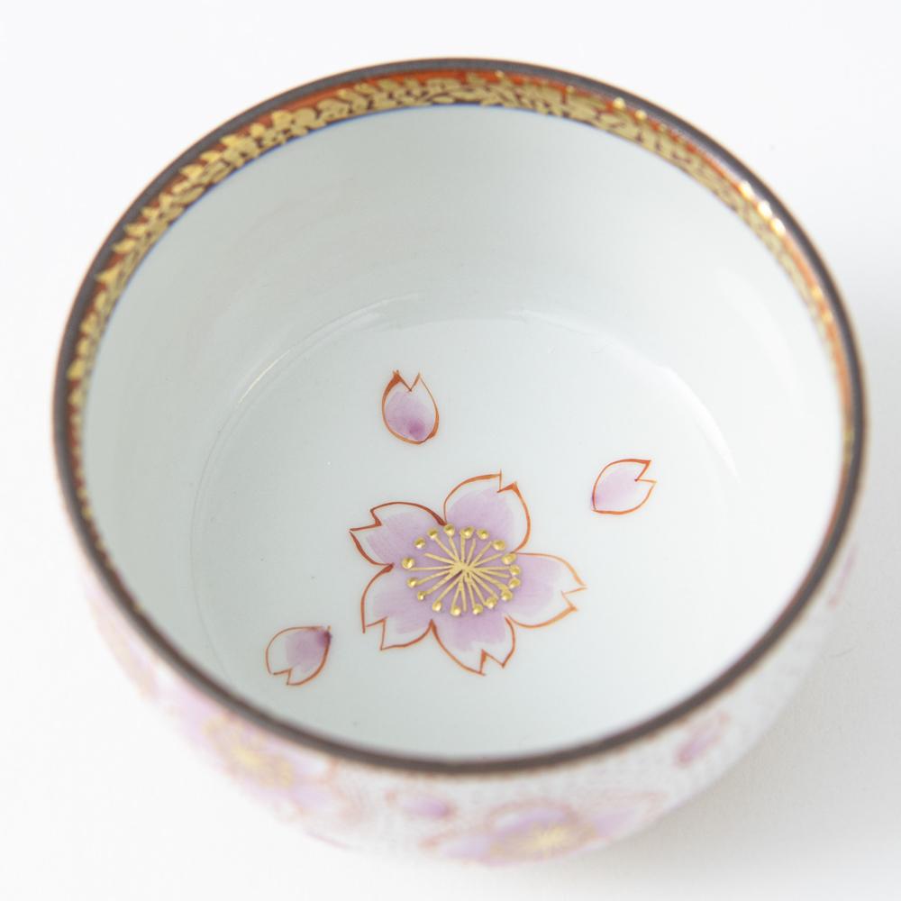 Kinrande Sakura Kutani Guinomi Sake Cup - MUSUBI KILN - Quality Japanese Tableware and Gift