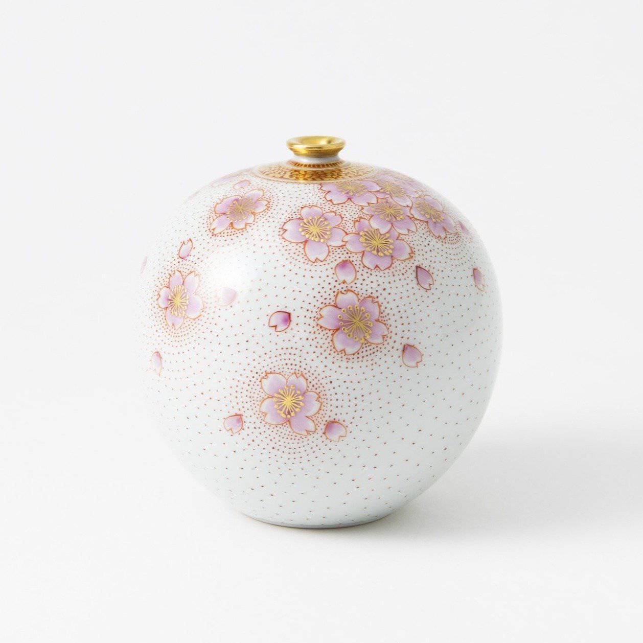 Kinrande Sakura Kutani Japanese Flower Vase - MUSUBI KILN - Quality Japanese Tableware and Gift