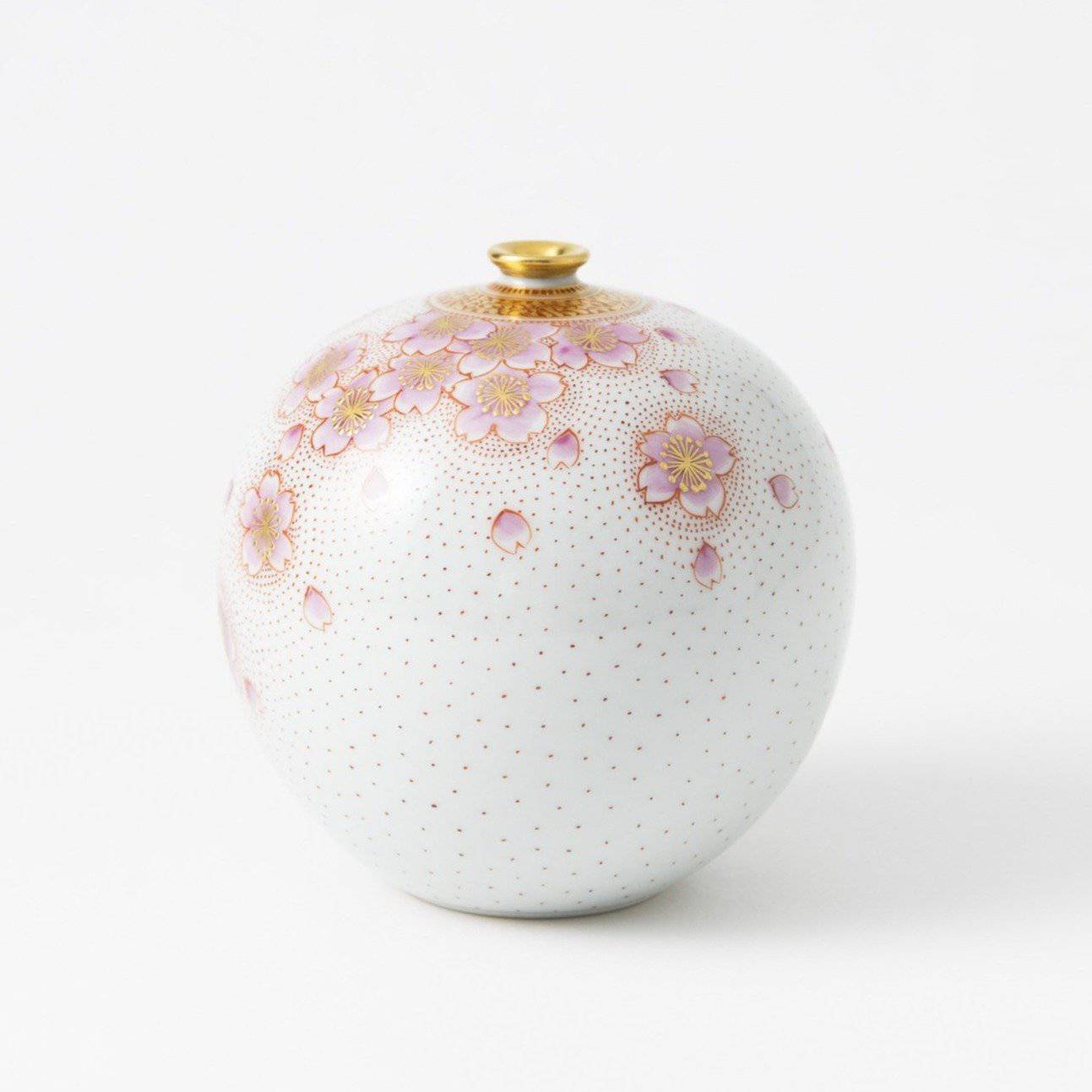 Kinrande Sakura Kutani Japanese Flower Vase - MUSUBI KILN - Quality Japanese Tableware and Gift