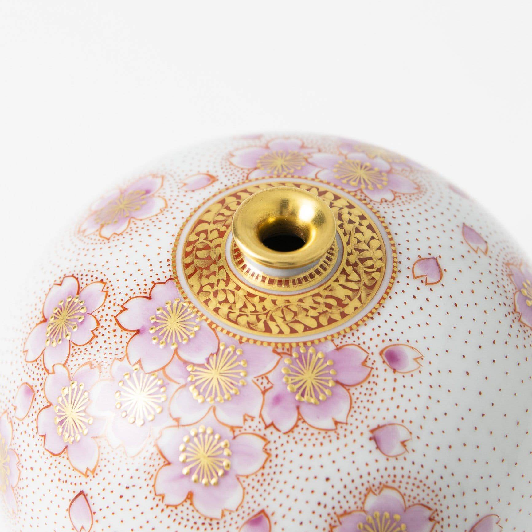 Kinrande Sakura Kutani Japanese Flower Vase - MUSUBI KILN - Quality Japanese Tableware and Gift