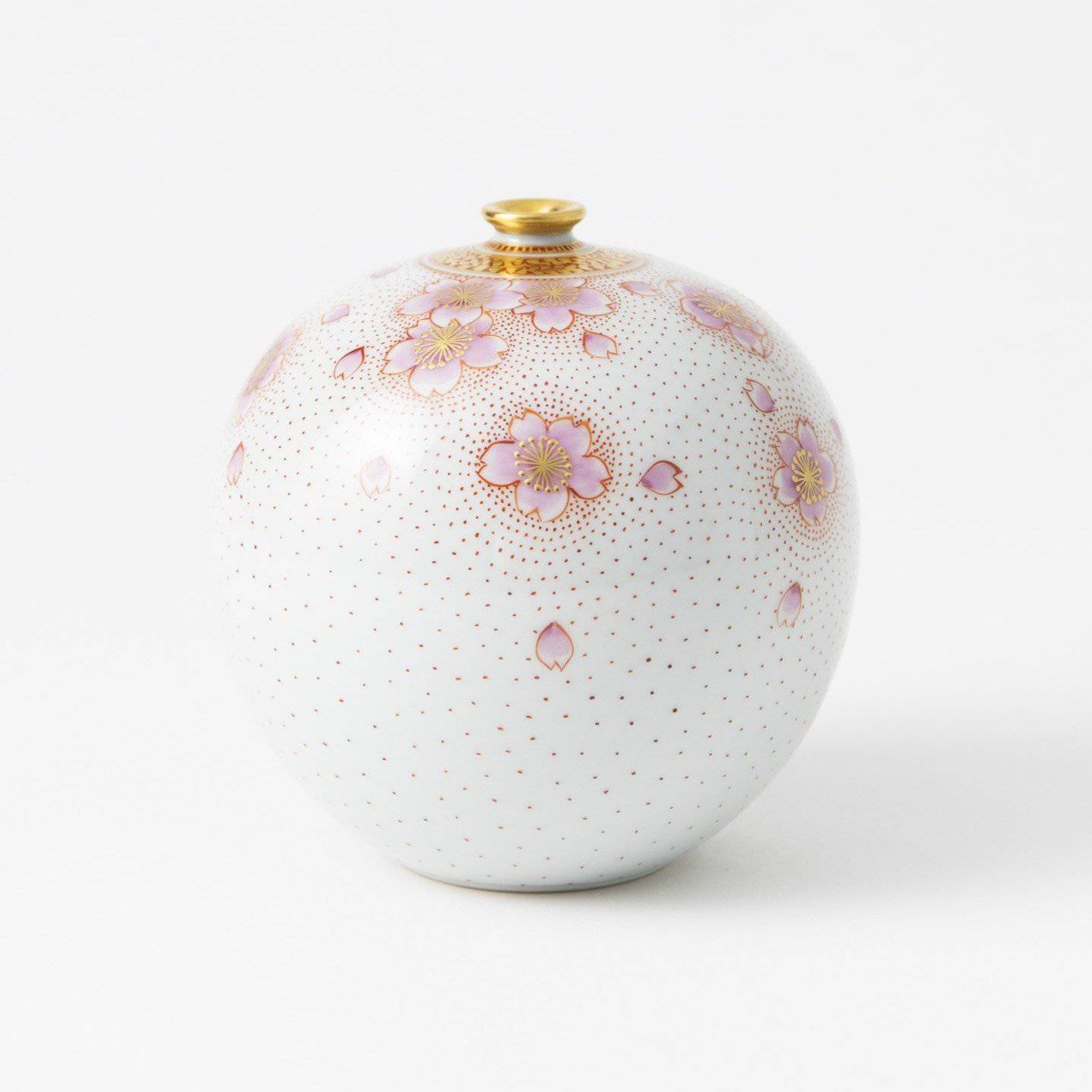 Kinrande Sakura Kutani Japanese Flower Vase - MUSUBI KILN - Quality Japanese Tableware and Gift