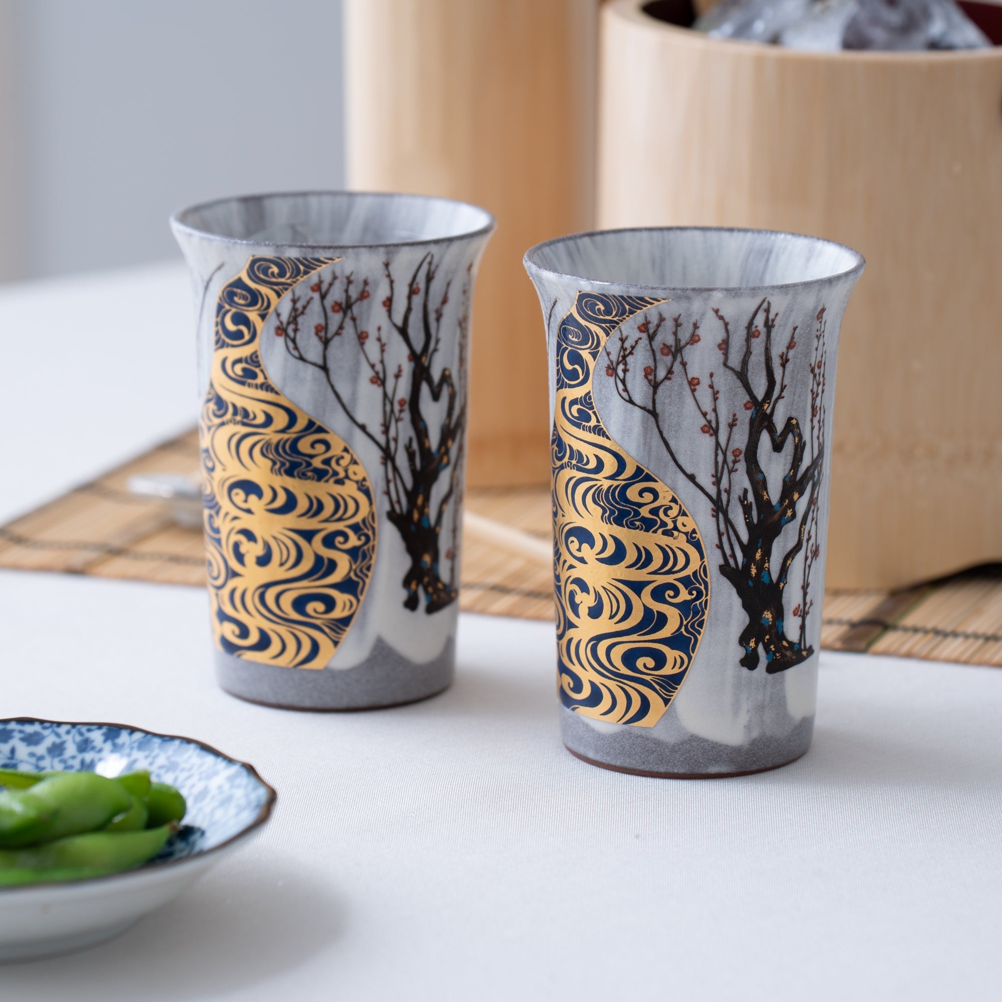 Kinsai Korinbai Kutani Tumbler Pair - MUSUBI KILN - Quality Japanese Tableware and Gift