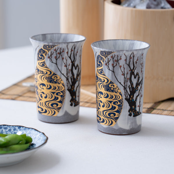 Kinsai Korinbai Kutani Tumbler Pair - MUSUBI KILN - Quality Japanese Tableware and Gift