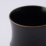 Kisen Bamboo Short Black Lacquer and Gold Takaoka Copperware Guinomi Sake Cup - MUSUBI KILN - Quality Japanese Tableware and Gift