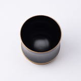 Kisen Bamboo Short Black Lacquer and Gold Takaoka Copperware Guinomi Sake Cup - MUSUBI KILN - Quality Japanese Tableware and Gift