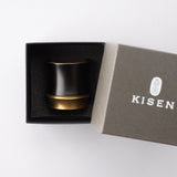 Kisen Bamboo Short Black Lacquer and Gold Takaoka Copperware Guinomi Sake Cup - MUSUBI KILN - Quality Japanese Tableware and Gift