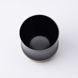 Kisen Bamboo Short Black Lacquer and Silver Takaoka Copperware Guinomi Sake Cup - MUSUBI KILN - Quality Japanese Tableware and Gift