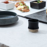 Kisen Bamboo Short Black Lacquer and Silver Takaoka Copperware Guinomi Sake Cup - MUSUBI KILN - Quality Japanese Tableware and Gift