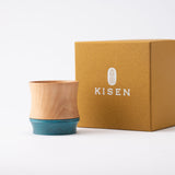 Kisen Bamboo Short Turquoise Takaoka Copperware Guinomi Sake Cup - MUSUBI KILN - Quality Japanese Tableware and Gift