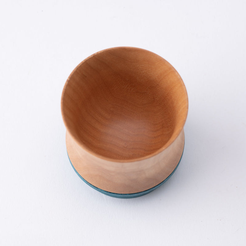 Kisen Bamboo Short Turquoise Takaoka Copperware Guinomi Sake Cup - MUSUBI KILN - Quality Japanese Tableware and Gift