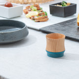 Kisen Bamboo Short Turquoise Takaoka Copperware Guinomi Sake Cup - MUSUBI KILN - Quality Japanese Tableware and Gift